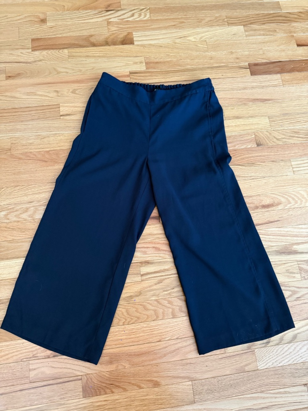 Madewell Navy Crepe Wide Leg Crop Pants